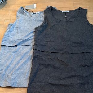 SMW Lullaby Layered Nursing Tank Top - Dark Gray